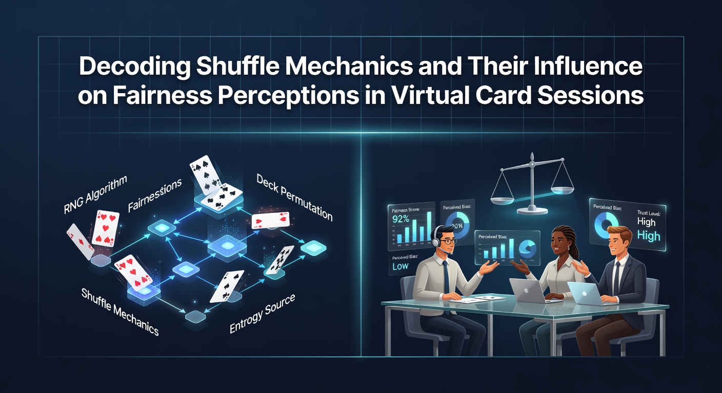 Illustration of digital card shuffling process in virtual gaming environments showing random number generation and algorithm flows