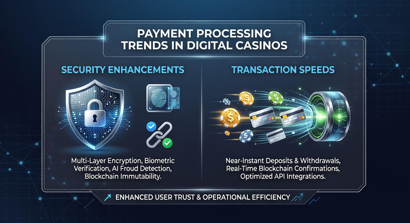 Fast transaction dashboard in a digital casino environment with speed metrics and secure payment icons