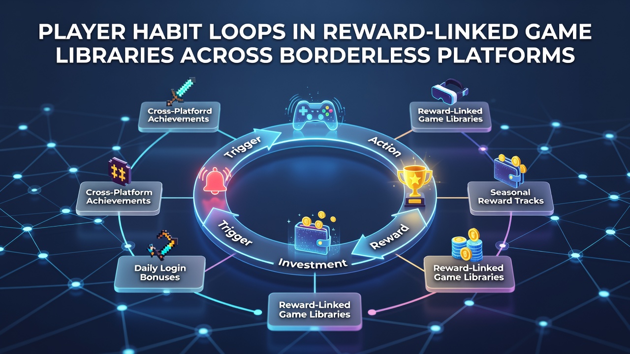 Illustration of player habit formation in cross-platform gaming environments with reward elements highlighted