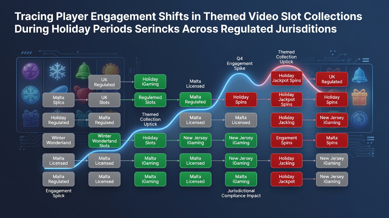 Graph showing player engagement trends in themed video slots during holiday periods across various regulated markets